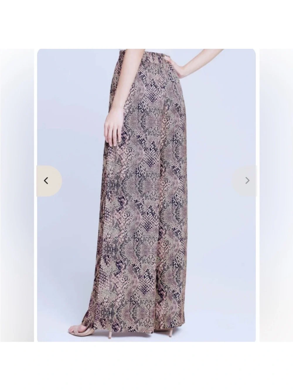 L'AGENCE Wide-Leg Pants in Snake Print - Taupe & Black